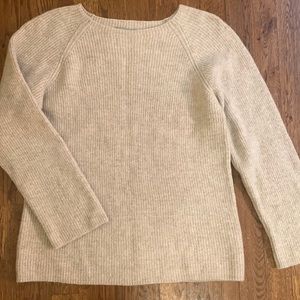 Vince Ribbed Cashmere Silk Sweater Oatmeal Sz Small